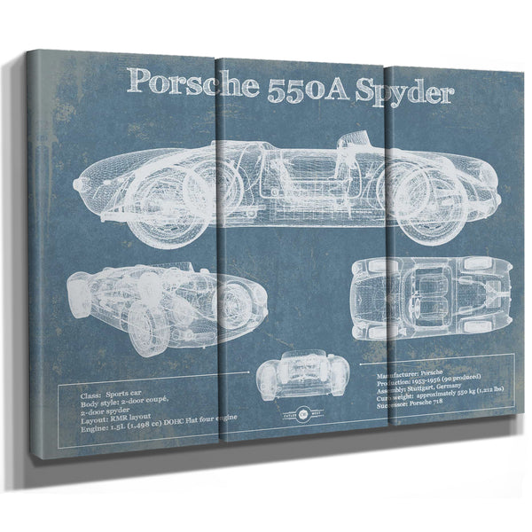 Porsche 550A Spyder Blueprint Vintage Auto Print