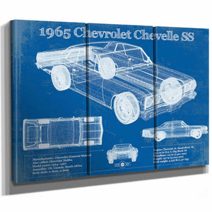 1965 Chevrolet Chevelle Malibu SS Vintage Blueprint Auto Print