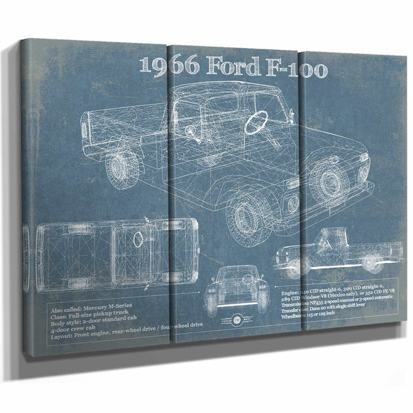 1966 Ford F-100 Vintage Blueprint Auto Print