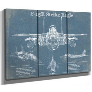 McDonnell Douglas F-15E Strike Eagle Vintage Aviation Blueprint Military Print - Custom Name and Squadron Text