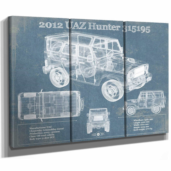 2012 UAZ Hunter 315195 Vintage Blueprint Auto Print