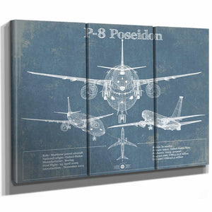 P-8A Poseidon Aircraft Blueprint Original Military Wall Art