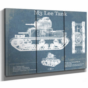 Medium Tank, M3 Lee Vintage Blueprint Print