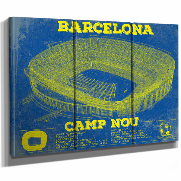 Vintage FC Barcelona Camp Nou Team Color Stadium Soccer Print