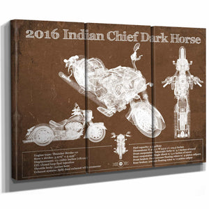 2016-2019 Indian Chief Dark Horse Motorcycle Patent Print