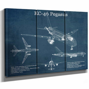 Boeing KC-46 Pegasus Vintage Aviation Blueprint Print - Custom Pilot Name Can Be Added