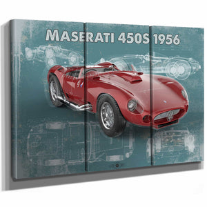 Maserati 450s 1956 Original Vintage Car Blueprint