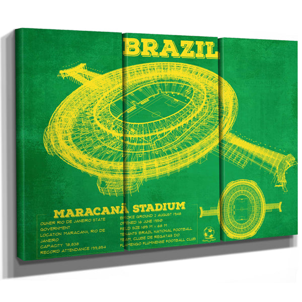 Brazil National Football Team Vintage MaracanÃ£ Stadium Soccer Print