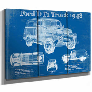 Ford D F1 1948 Truck Vintage Blueprint Auto Print