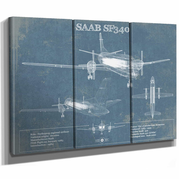 Saab 340 Turboprop Original Blueprint Art
