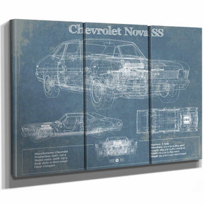 Chevrolet Nova SS Blueprint Vintage Auto Patent Print
