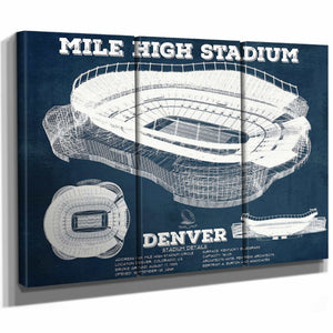 Vintage Denver Broncos Mile High Stadium Football Print