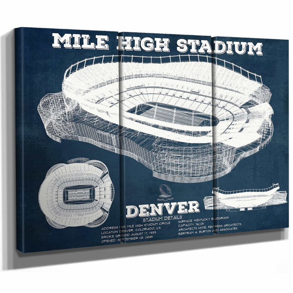 Vintage Denver Broncos Mile High Stadium Football Print