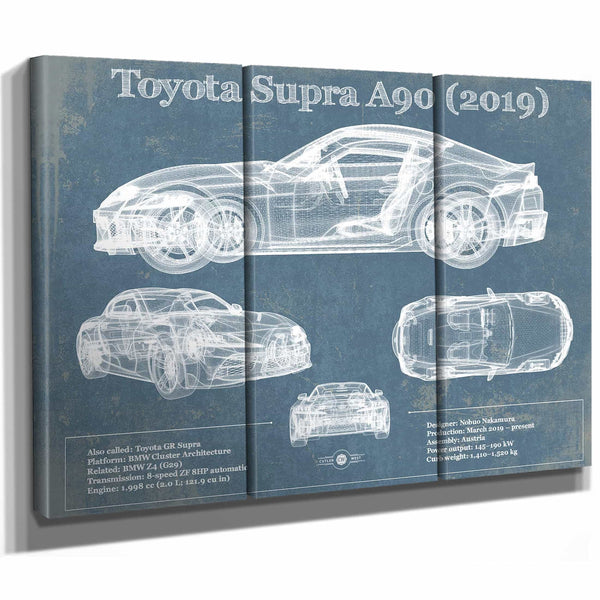 Toyota Supra A90 2019 Blueprint Vintage Auto Print