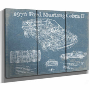 1976 Ford Mustang Cobra II Blueprint Vintage Auto Print