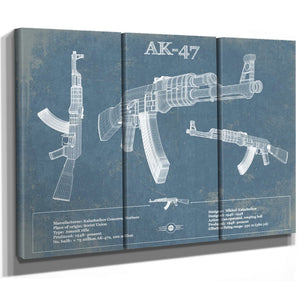 AK-47 Blueprint Vintage Gun Print
