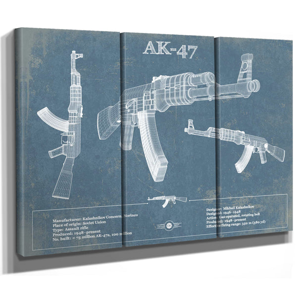 AK-47 Blueprint Vintage Gun Print