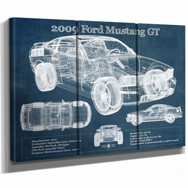 2009 Ford Mustang GT Original Blueprint Art