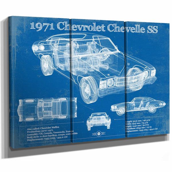 1971 Chevrolet Chevelle SS 454 Original Blueprint Art