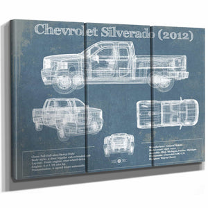Chevrolet Silverado 2012 Vintage Blueprint Auto Print