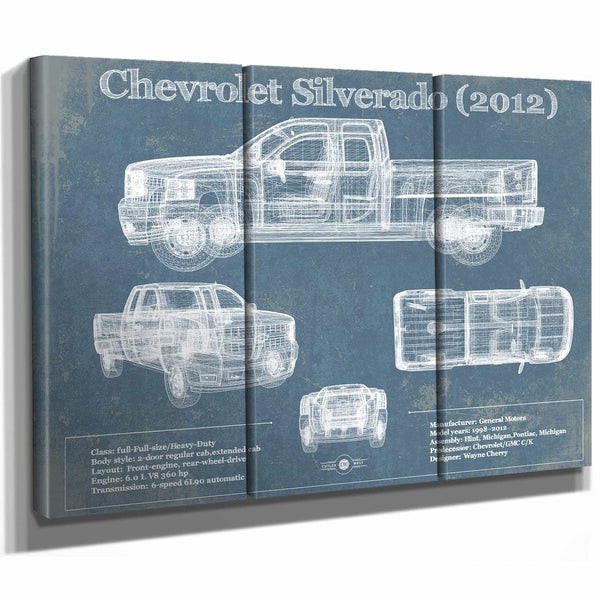Chevrolet Silverado 2012 Vintage Blueprint Auto Print