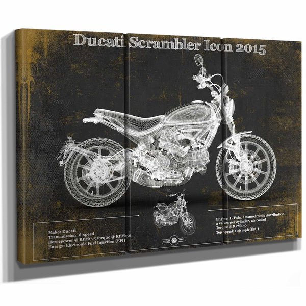 Ducati Scrambler Icon 2015 Vintage Blueprint Motorcycle Patent Print