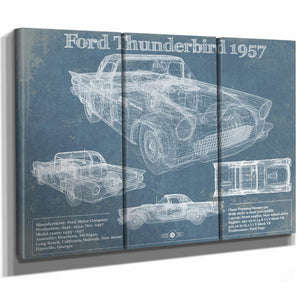Ford Thunderbird 1957 Blueprint Vintage Auto Print