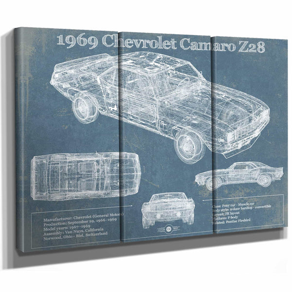 1969 Chevrolet Camaro Z28 Blueprint Vintage Auto Patent Print