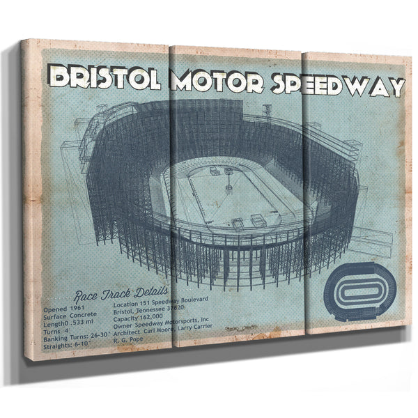 Bristol Speedway Blueprint NASCAR Race Track Print