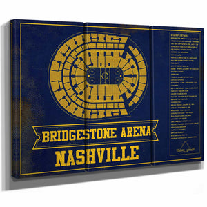 Nashville Predators Bridgestone Arena Seating Chart - Vintage Hockey Team Color Print