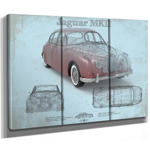 Jaguar Mark 2 MKII Car Original Blueprint Art