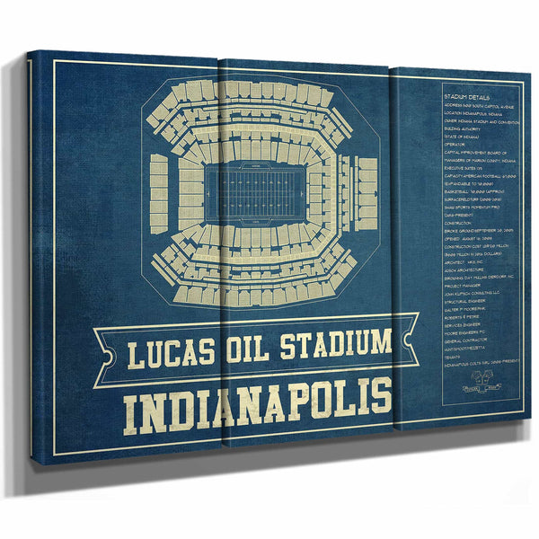 Indianapolis Colts Lucas Oil Stadium Blueprint - Vintage Football Print