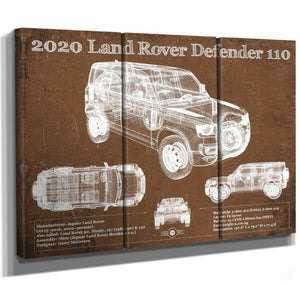 2020 Land Rover Defender 110 Vintage Blueprint Auto Print