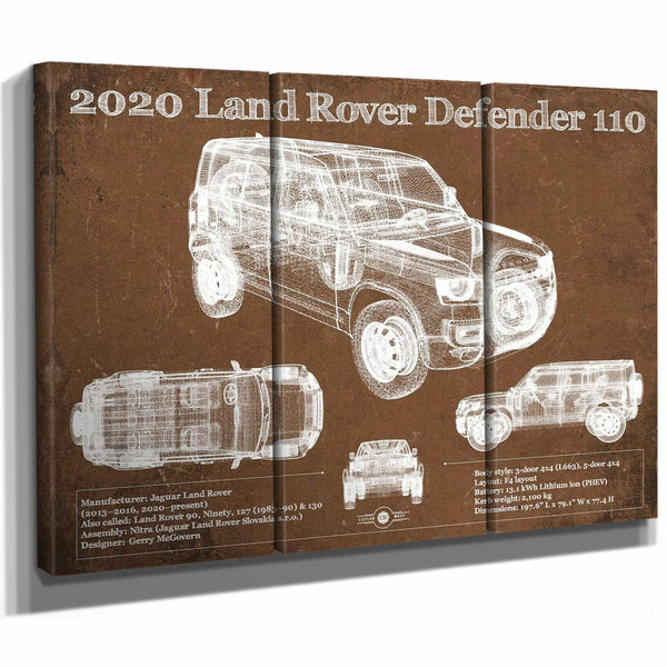 2020 Land Rover Defender 110 Vintage Blueprint Auto Print