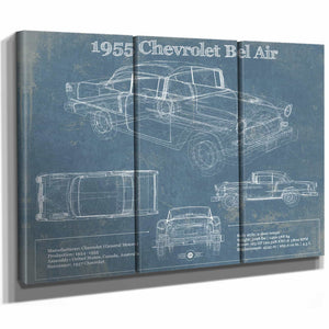 1955 Chevrolet Bel Air Blueprint Vintage Auto Print