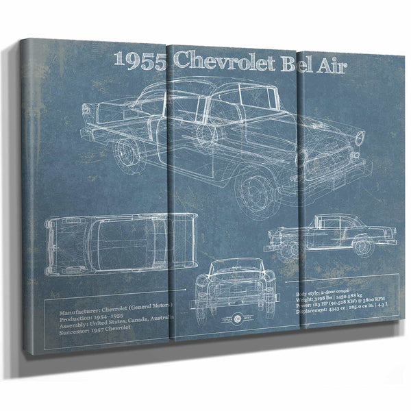1955 Chevrolet Bel Air Blueprint Vintage Auto Print