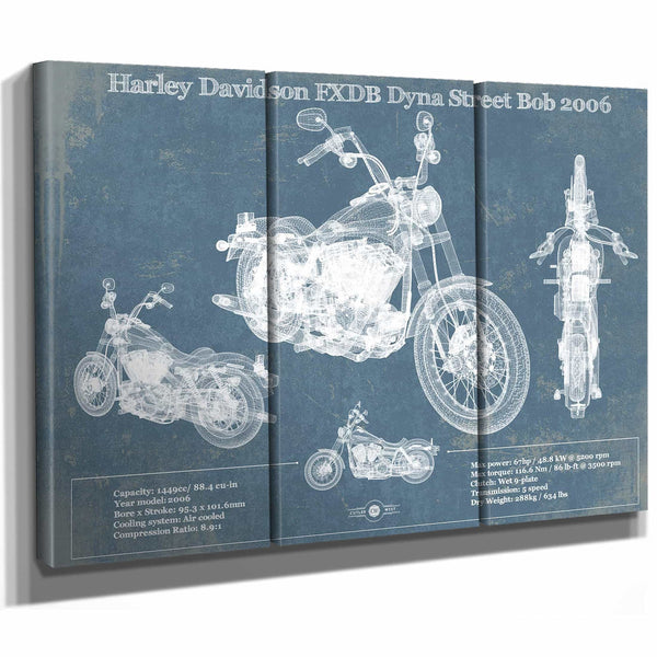 Harley Davidson FXDB Dyna Street Bob 2006 Blueprint Motorcycle Patent Print