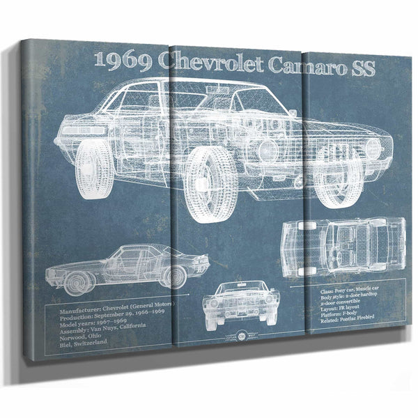 1969 Chevrolet Camaro SS Original Vintage Car Print