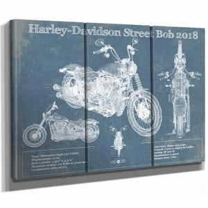 Harley-Davidson Street Bob 2018 Blueprint Motorcycle Patent Print