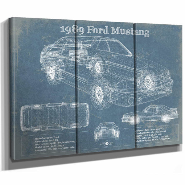 1989 Ford Mustang Vintage Blueprint Auto Print