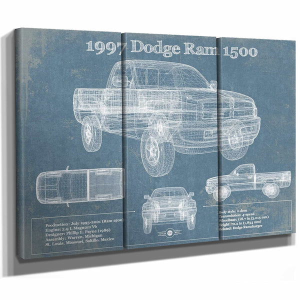 1997 Dodge Ram 1500 Vintage Blueprint Auto Print