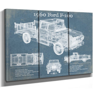 1960 Ford F-100 Blueprint Vintage Auto Print