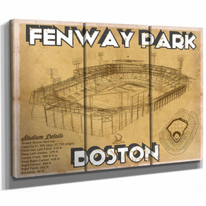 Vintage Brown Boston Red Sox - Vintage Fenway Park Baseball Print