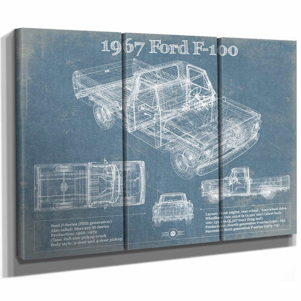 1967 Ford F-100 Vintage Blueprint Auto Print