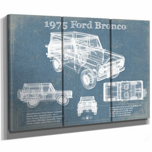 1975 Ford Bronco Vintage Blueprint Auto Print