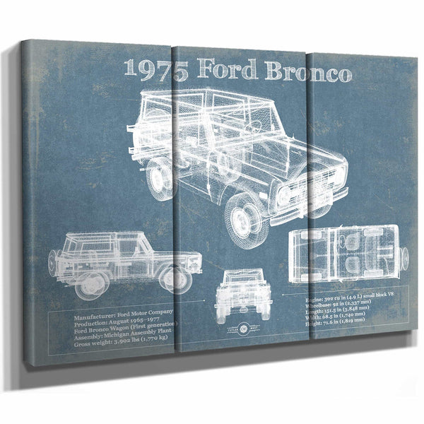 1975 Ford Bronco Vintage Blueprint Auto Print