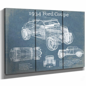1934 Ford Coupe Vintage Blueprint Auto Print