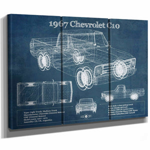 1967 Chevy C10 Shortbed Vintage Blueprint Truck Print