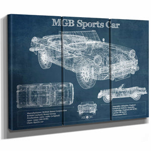 Mgb Sports Car Blueprint Vintage Auto Print