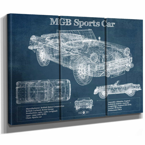 Mgb Sports Car Blueprint Vintage Auto Print